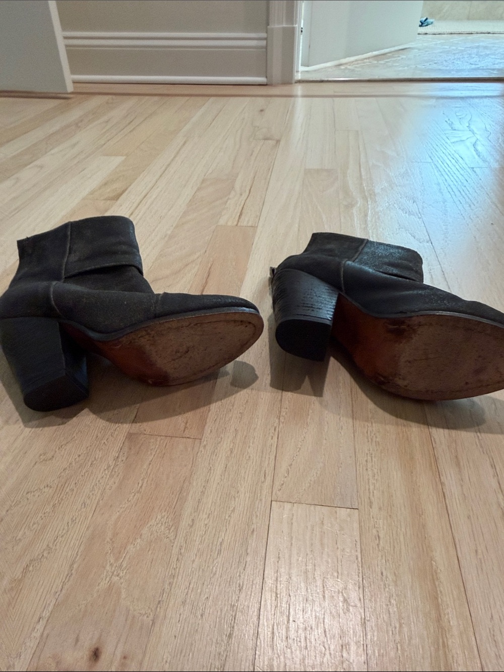 Size 37 rag & bone distressed grey newbury Suede Ankle Booties with Block Heel - Picture 2 of 5